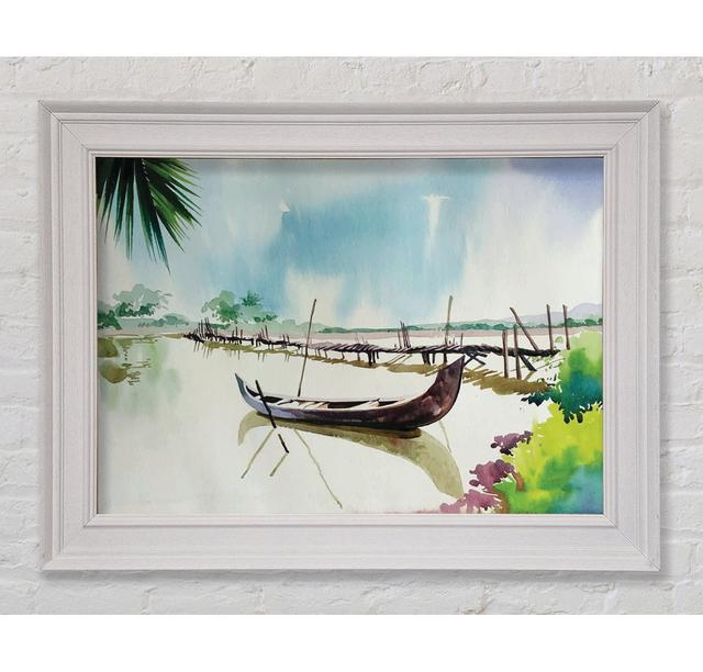 The Boat Left In The River - Print Longshore Tides Size: 100cm H x 141.4cm W x 8cm D on Productcaster.