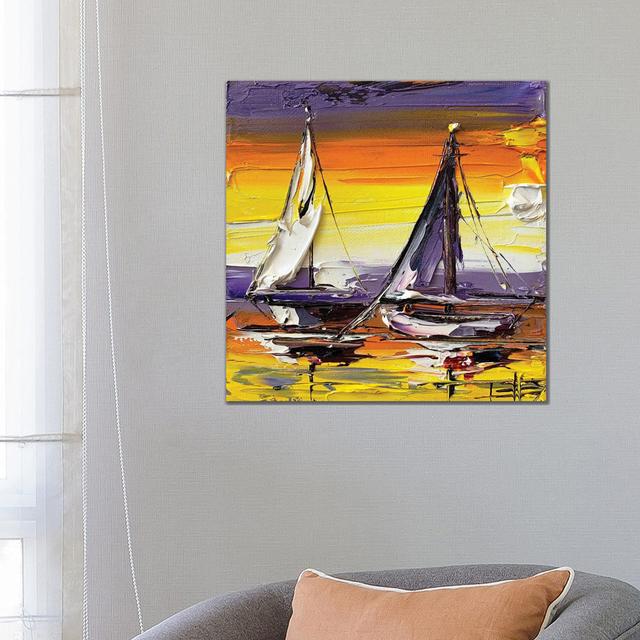 Tangerine Sunset by Lisa Elley - Wrapped Canvas Painting Breakwater Bay Size: 66.04cm H x 66.04cm W x 1.91cm D on Productcaster.