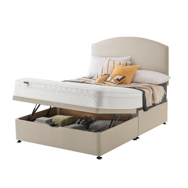 Bella Eco Comfort Quilted Miracoil Divan Bed Silentnight Size: King (5'), Base Type: Ottoman, Colour: Sandstone on Productcaster.