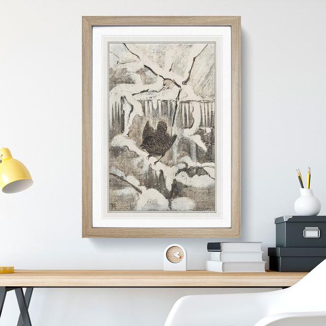 Wren on Snowy Branch by Theo Van Hoytema - Picture Frame Painting East Urban Home Frame Option: Oak Framed, Size: 48cm H x 36cm W x 2cm D on Productcaster.