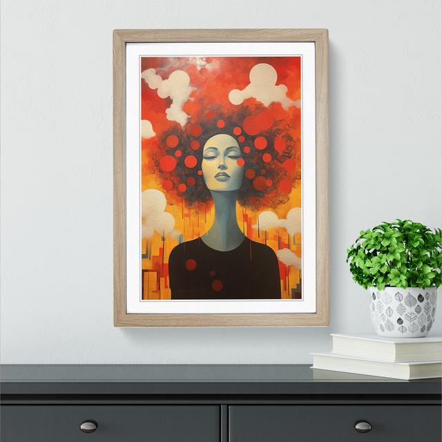 Woman With Curls Dadaism - Single Picture Frame Print on Wood Marlow Home Co. Format: Oak, Size: 46cm H x 34cm W x 2cm D on Productcaster.