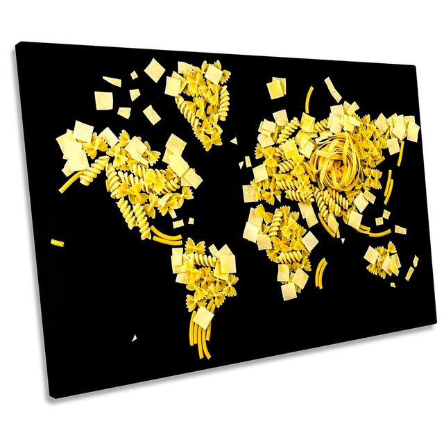 World Map Pasta - Wrapped Canvas Print Canvas Geeks Size: 40.6cm H x 61cm W x 2cm D on Productcaster.