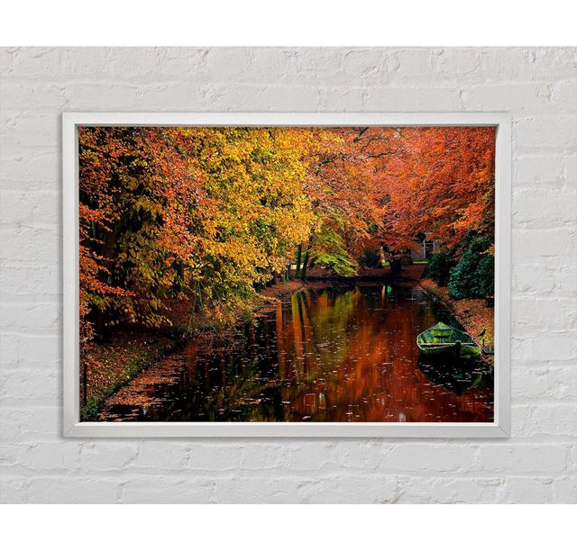 Lake In Autumn Framed Print Union Rustic Size: 59.7cm H x 84.1cm W x 3.3cm D, Format: White Framed Canvas on Productcaster.