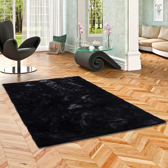 Odell Super Soft Plush Shaggy Black Rug Mercer41 Rug Size: Rectangle 160 x 230cm on Productcaster.