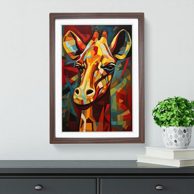 Giraffe Cubism - Single Picture Frame Print on Wood Latitude Vive Format: Walnut Framed, Size: 34cm H x 25cm W on Productcaster.