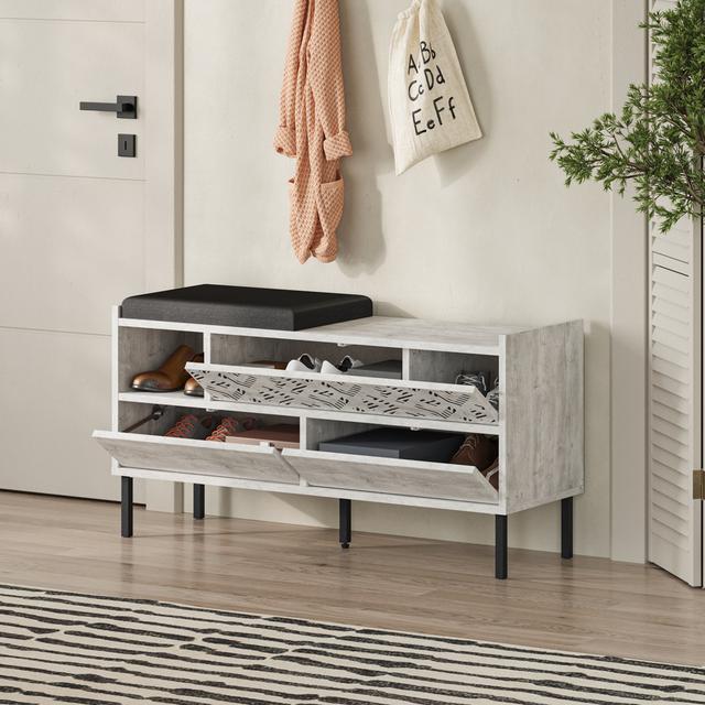 8 Pair Shoe Storage Bench Brayden Studio Finish: Ancient White on Productcaster.