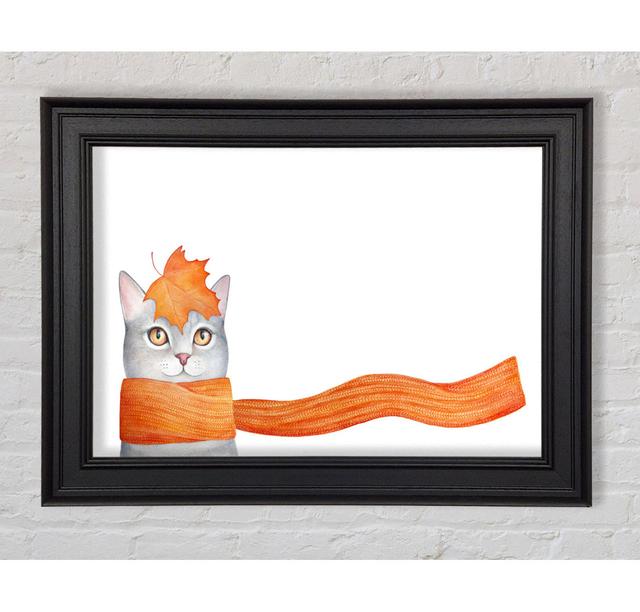 Cat with an Orange Scarf - Single Picture Frame Art Prints Happy Larry Size: 29.7cm H x 42cm W x 8cm D on Productcaster.