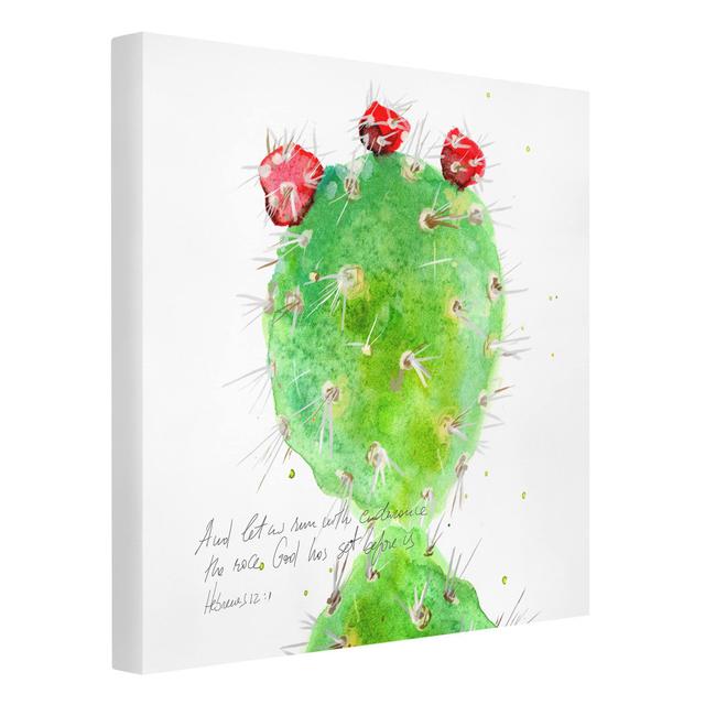 Cactus with Biblical Verse IV - Wrapped Canvas Graphic Art Gracie Oaks Format: 330g/m³ recycled canvas, Size: 60cm H x 60cm W on Productcaster.