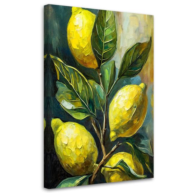 Canvas Print, Lemons And Leaves - Wrapped Canvas Print Astoria Grand Size: 60cm H x 40cm W on Productcaster.