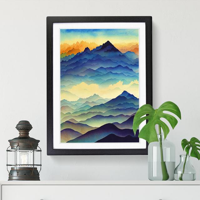 Watercolour Mountains Vol.2 - Print Alpen Home Size: 46cm H x 34cm W x 2cm D, Frame Option: Oak on Productcaster.