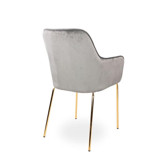 Orestes Upholstered Dining Chair Fairmont Park Leg Colour: Gold, Upholstery Colour: Grey on Productcaster.