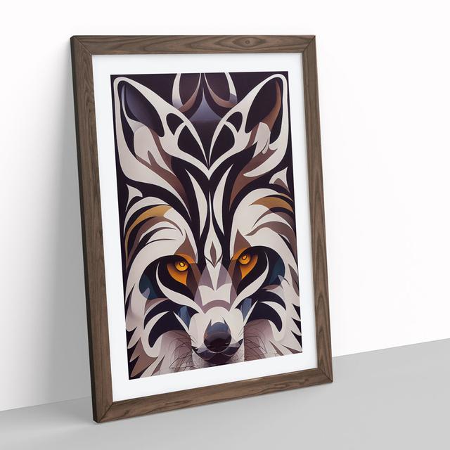 Wolf in Abstract No.4 - Picture Frame Graphic Art Alpen Home Frame Colour: Walnut, Size: 46cm H x 34cm W x 2cm D on Productcaster.