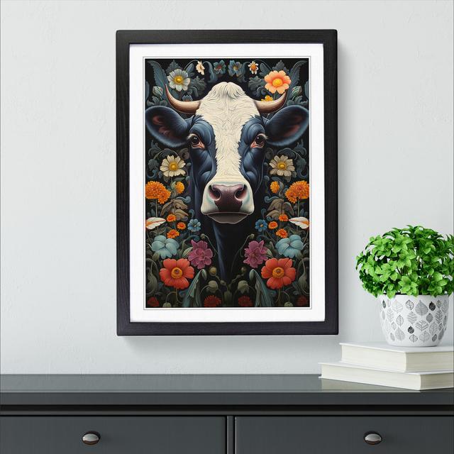 Cow Contemporary - Single Picture Frame Print on Wood Big Box Art Frame Colour: Black Framed, Size: 64cm H x 46cm W x 2cm D on Productcaster.