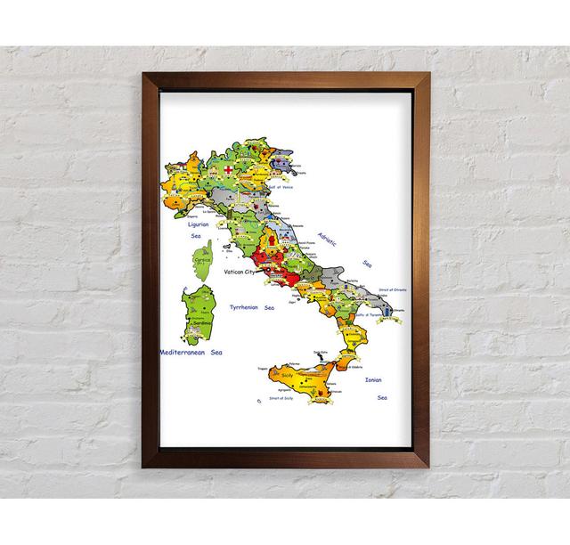 Travel Map Of Italy - Single Picture Frame Art Prints Bright Star Size: 118.9cm H x 84.1cm W x 3.4cm D on Productcaster.