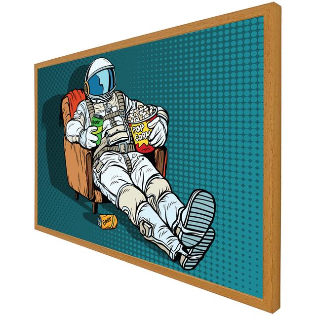 Cozad Astronaut The Audience With Beer And Popcorn Sitting In A Chair. Loneliness In Space. Pop Art Retro - Single Picture Frame Art Prints ClassicLiv on Productcaster.