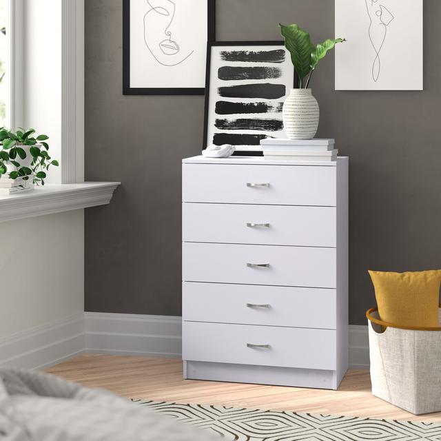 Brendle 5 Drawer Chest Zipcode Design Colour: White on Productcaster.