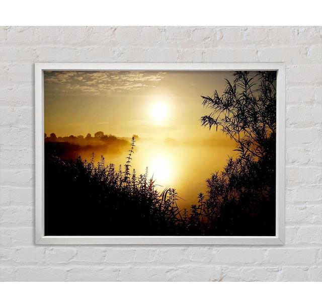 Yellow Winter Lake Framed Print Ebern Designs Size: 84.1cm H x 118.9cm W x 3.3cm D on Productcaster.