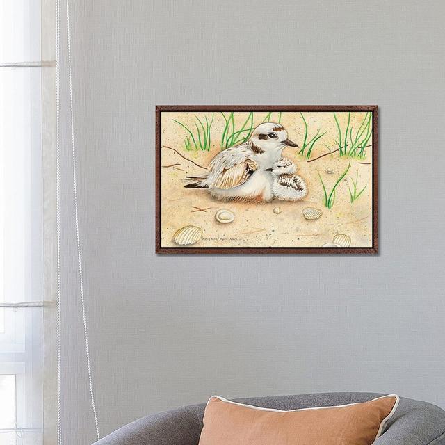 Snowy Plover Mom and Chick by Christine Reichow - Graphic Art Print on Canvas Ebern Designs Size: 45.72cm H x 66.04cm W x 3.81cm D, Format: Classic Br on Productcaster.