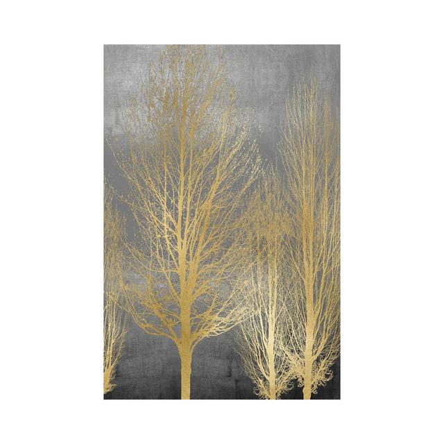 Gold Trees on Grey Panel II by Kate Bennett - Wrapped Canvas Painting ClassicLiving Size: 45.72cm H x 30.48cm W x 1.91cm D on Productcaster.