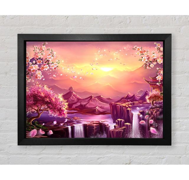 Beautiful Pink Blossom Waterfall - Print Union Rustic Size: 42cm H x 59.7cm W x 3.4cm D on Productcaster.