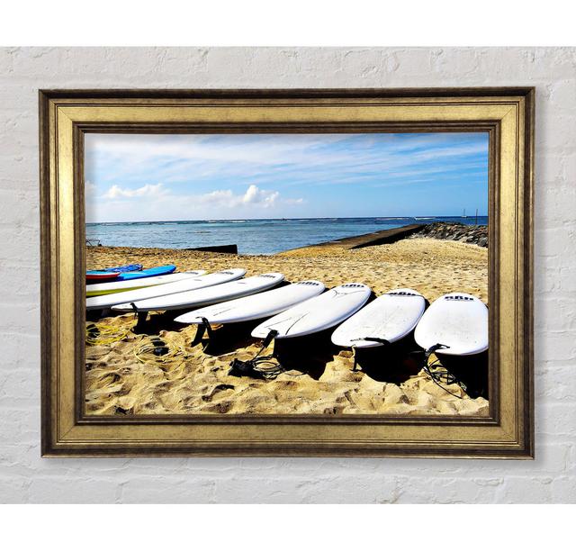 Surfboard Pick Framed Print Highland Dunes Size: 42cm H x 59.7cm W x 8cm D on Productcaster.