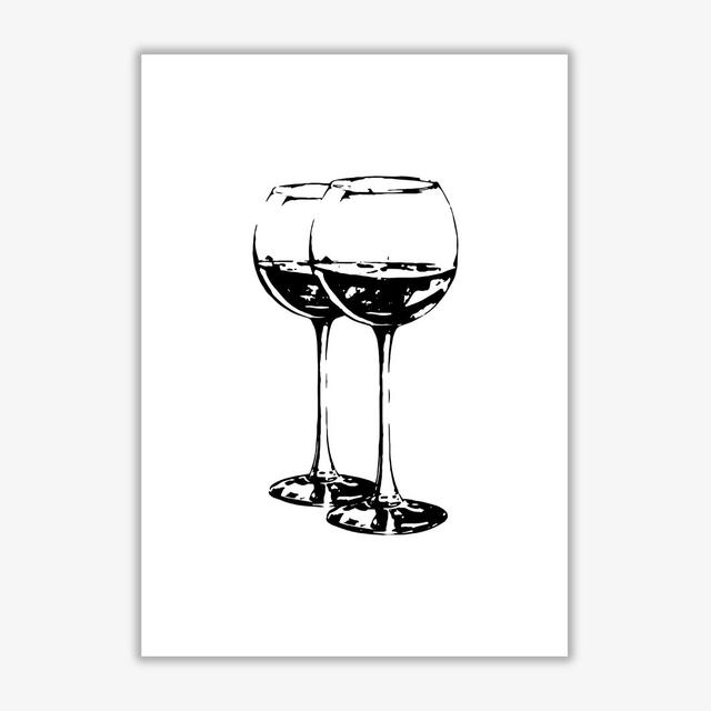 Black Wine Glasses - Graphic Art on Paper East Urban Home Format: No Frame, Size: 60 cm H x 42 cm W x 1 cm D on Productcaster.