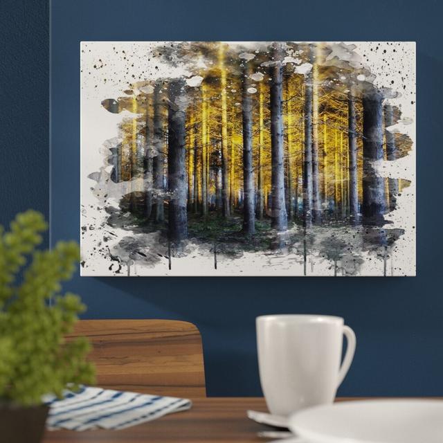 'Landscape Sunlight Through Forest Woodland' Graphic Art Print Latitude Run Size: 40cm H x 60cm W, Format: Wrapped Canvas on Productcaster.