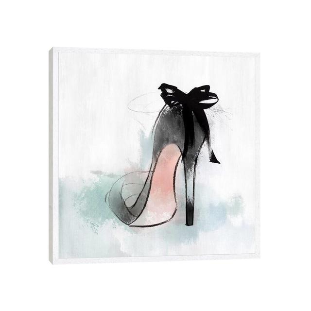 Ribbon Heel by Isabelle Z - Print on Canvas Ebern Designs Size: 66.04cm H x 66.04cm W x 3.81cm D, Format: White Framed on Productcaster.