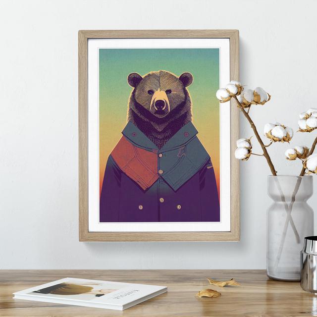 Bear With Jacket No.1 Maturi Frame Colour: Oak Framed, Size: 34cm H x 25cm W x 2cm D on Productcaster.