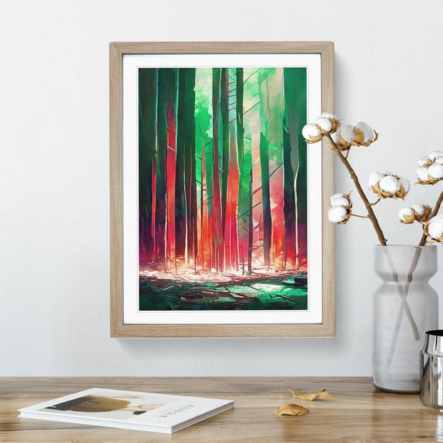 Forest In Abstract No.2 - Single Picture Frame Painting 17 Stories Frame Colour: Oak, Size: 46cm H x 34cm W x 2cm D on Productcaster.