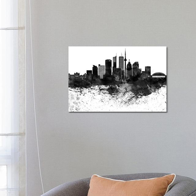 Toronto Skyline, Drops by WallDecorAddict - Wrapped Canvas Painting Latitude Run Size: 45.72cm H x 66.04cm W x 3.81cm D on Productcaster.