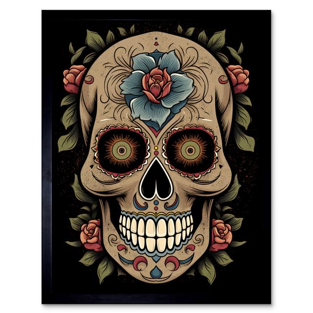 Bhateri Old School USA Tattoo Ink Body Day Dead Skull Rockabilly Americana 50s - Single Picture Frame Art Prints Maturi on Productcaster.