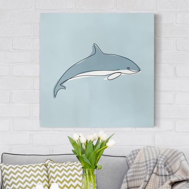 Leinwandbild - Delfin Line Art Haus am Meer Format: 330g/qm Recycled Canvas, Größe: 50 cm H x 50 cm B on Productcaster.