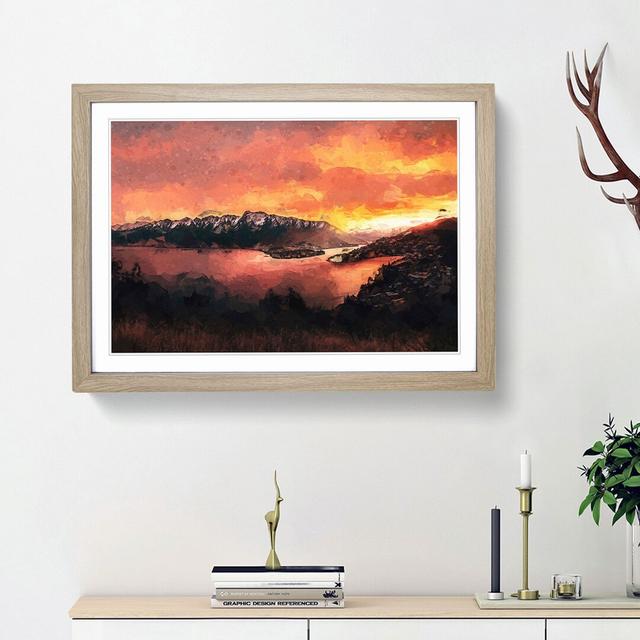 Sunset over Queenstown in Abstract - Picture Frame Graphic Art Print East Urban Home Frame Option: Oak Framed, Size: 27cm H x 36cm W x 2cm D on Productcaster.