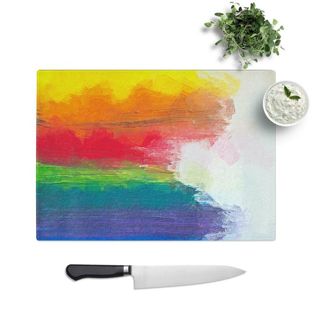 Tempered Glass Touching the Rainbow in Abstract Chopping Board East Urban Home Size: 28.5 cm W x 20 cm L on Productcaster.