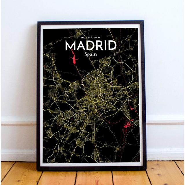 Madrid City Map - Unframed Graphic Art Print on Paper East Urban Home Size: 70cm H x 50cm W x 0.13cm D on Productcaster.