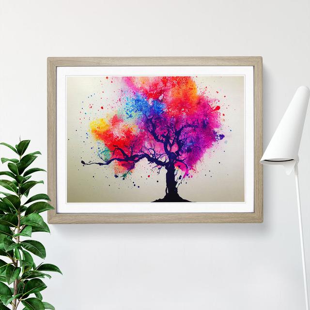 XH1022-9186X Tree Splash Vol.3 Abstract - Single Picture Frame Painting Marlow Home Co. Frame Colour: Oak, Size: 25cm H x 34cm W x 2cm D on Productcaster.