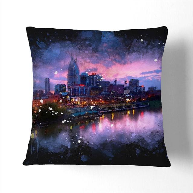 Nashville Tennessee Skyline Paint Splash Scatter Cushion with Filling (Set of 2) East Urban Home Size: 55cm H x 55cm W x 20cm D on Productcaster.