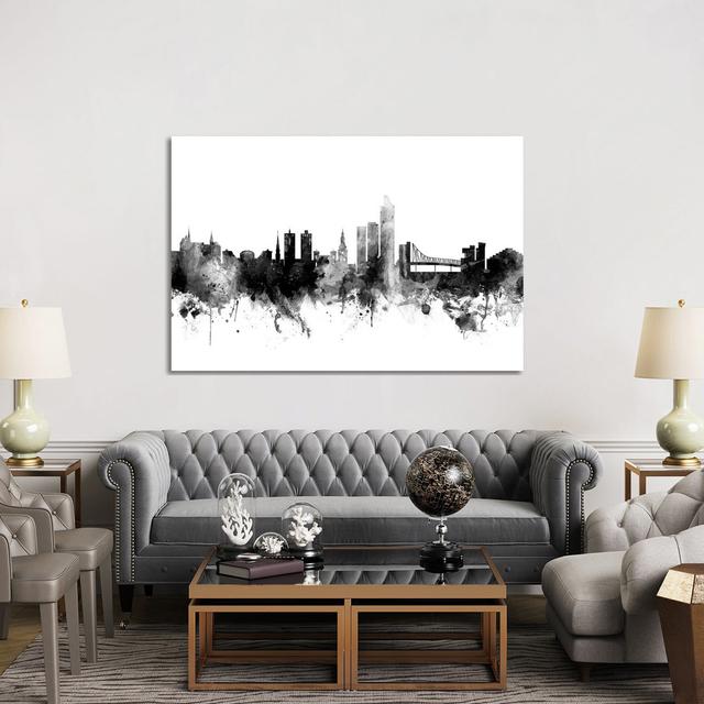 Oslo, Norway In Black And White by Michael Tompsett - Wrapped Canvas Gallery-Wrapped Canvas Giclée Latitude Run Size: 101.6cm H x 152.4cm W x 3.81cm D on Productcaster.