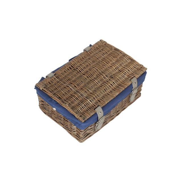 14 Inch Empty Wicker Hamper Basket - with Lining Bay Isle Home Colour: Antique Wash/Navy Blue on Productcaster.