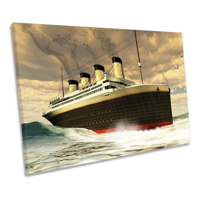 Titanic Ship CANVAS WALL ART Box Framed Longshore Tides Size: 81.3cm H x 121.9cm W x 4cm D on Productcaster.