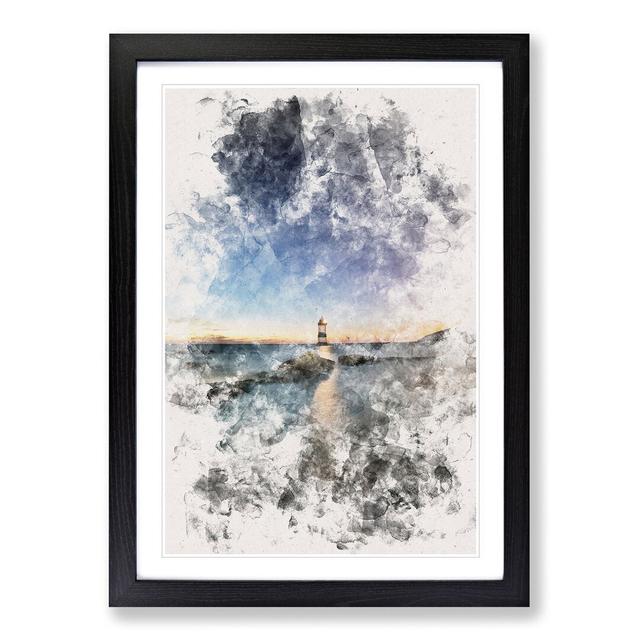 Penmon Lighthouse in Anglesey Wales - Picture Frame Painting Print East Urban Home Frame Option: Black Framed, Size: 63cm H x 45cm W x 2cm D on Productcaster.