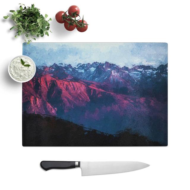 Tempered Glass Purple Light upon Mountain Tops Chopping Board East Urban Home Size: 39 cm W x 28.5 cm L on Productcaster.