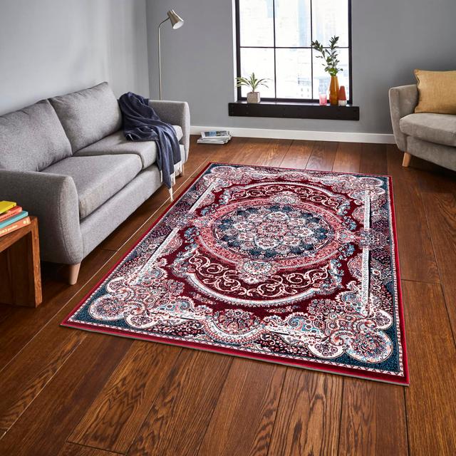 Rio Geometric Machine Woven Red Area Rug Langley Street Rug Size: Rectangle 60 x 110cm on Productcaster.