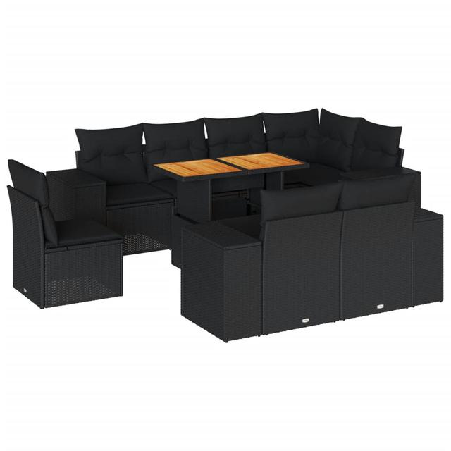 Vidaxl 9-Tlg. Garten-Sofagarnitur Mit Kissen Schwarz Poly Rattan Haus am Meer Rahmenfarbe: Schwarz, Farbe des Kissens: Schwarz on Productcaster.