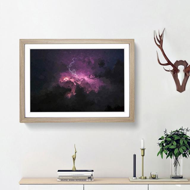 Lightning Storm in Abstract - Picture Frame Graphic Art Print East Urban Home Frame Option: Oak Framed, Size: 27cm H x 36cm W x 2cm D on Productcaster.