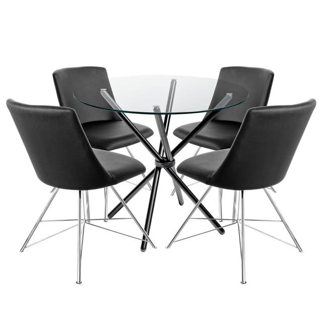 Pollak 4 - Person Dining Set Metro Lane Colour (Table Base): Black on Productcaster.