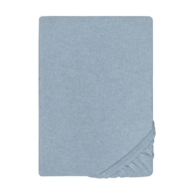 170 Thread Count 100% Brushed Cotton Fitted Sheet biberna Size: European Single (90 x 200cm), Colour: Blue on Productcaster.