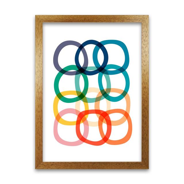 Colourful Rings - Print Norden Home Frame Option: Oak Frame, Size: 59cm H x 42cm W x 3cm D on Productcaster.