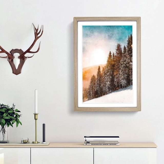 Sunrise over the Forest - Picture Frame Graphic Art Print East Urban Home Size: 33cm H x 24cm W x 2cm D, Frame Option: Oak Framed on Productcaster.